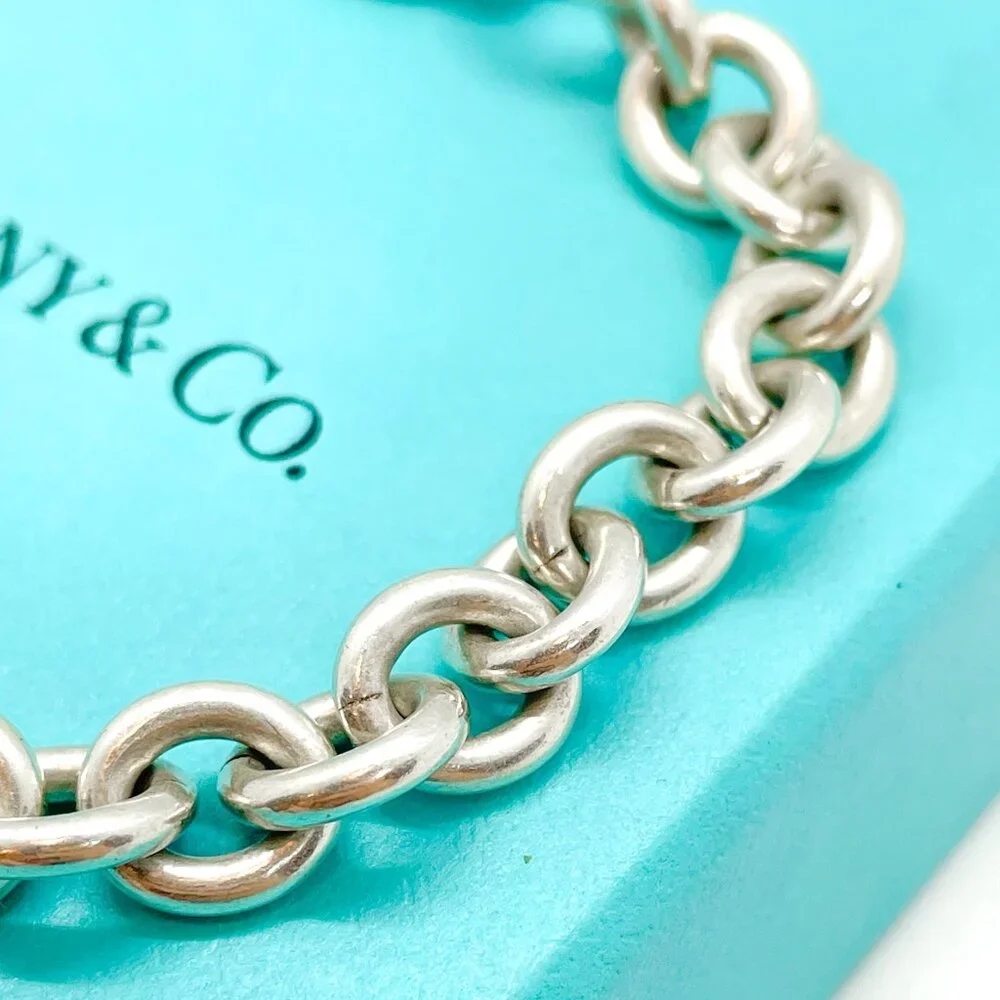 Tiffany & Co. Return to Tiffany Heart Charm Bracelet Sterling Silver 7.5" W/ Box - Picture 7 of 12